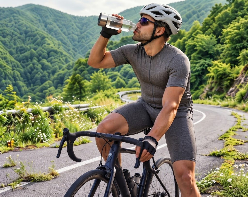 Ciclismo com a garrafa AQUORA H2
